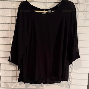 Bobeau Black Sheer Blouse